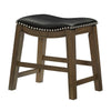 Miel 20 Inch Dining Stool Black Faux Leather and Brown Solid Wood By Casagear Home BM314428