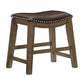 Miel 20 Inch Dining Stool Brown Faux Leather Brown Solid Wood Nailheads By Casagear Home BM314429