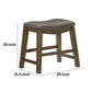 Miel 20 Inch Dining Stool Gray Faux Leather Brown Solid Wood Nailheads By Casagear Home BM314431