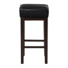 Vin 31 Inch Bar Height Stool Black Faux Leather Seat Dark Brown Set of 2 By Casagear Home BM314435