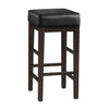 Vin 31 Inch Bar Height Stool Black Faux Leather Seat Dark Brown Set of 2 By Casagear Home BM314435