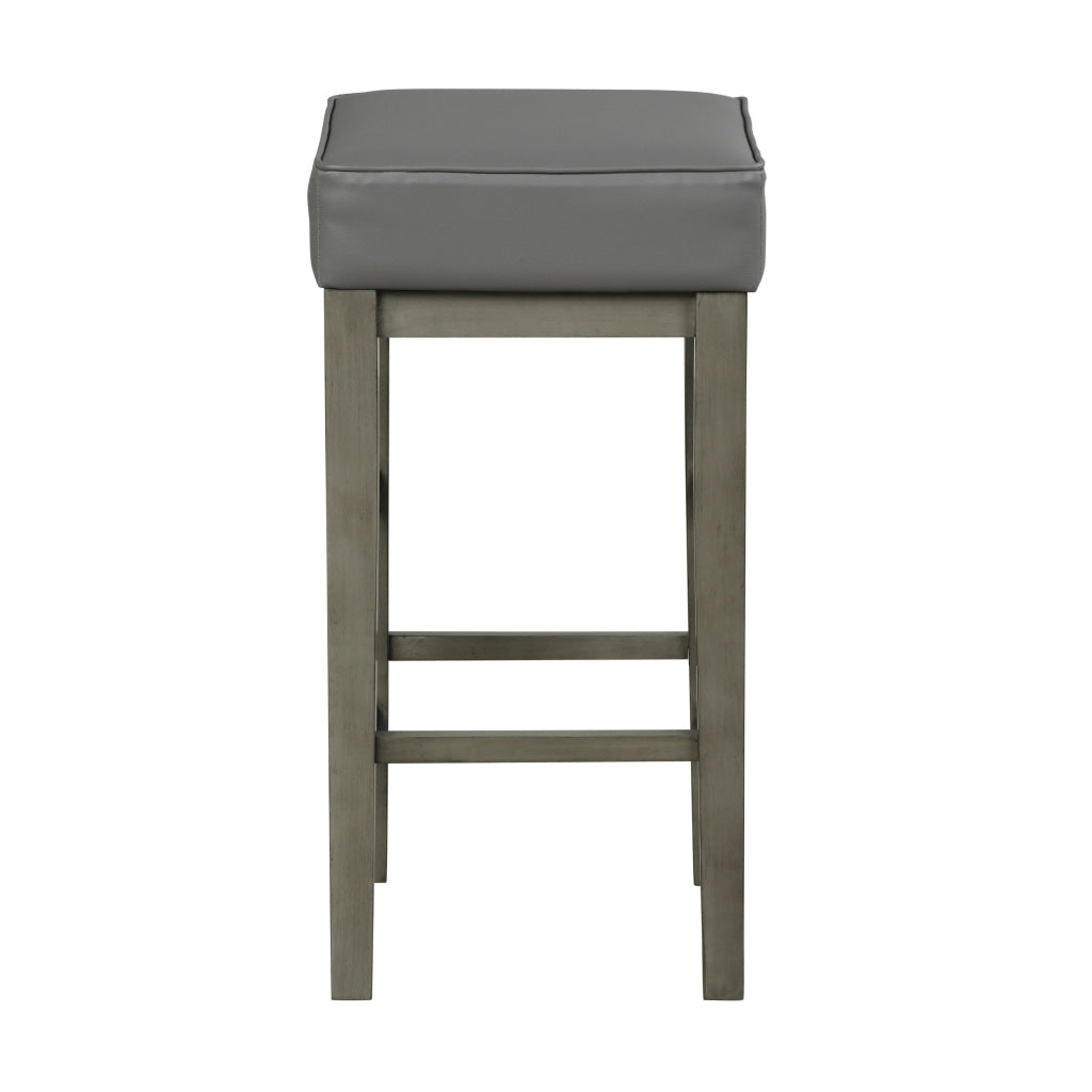 Vin 31 Inch Counter Height Stool Gray Faux Leather Seat Wood Set of 2 By Casagear Home BM314436