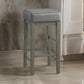 Vin 31 Inch Counter Height Stool Gray Faux Leather Seat Wood Set of 2 By Casagear Home BM314436