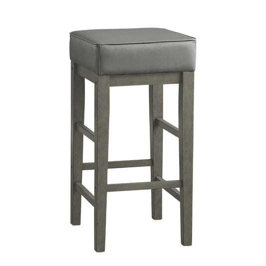 Vin 31 Inch Counter Height Stool, Gray Faux Leather Seat, Wood, Set of 2 By Casagear Home