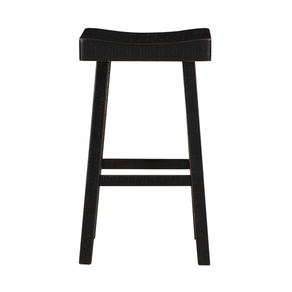 Casy 25 Inch Counter Height Stool Saddle Seat Black Rubberwood Set of 2 By Casagear Home BM314438