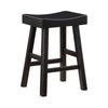 Casy 25 Inch Counter Height Stool, Saddle Seat, Black Rubberwood, Set of 2 By Casagear Home