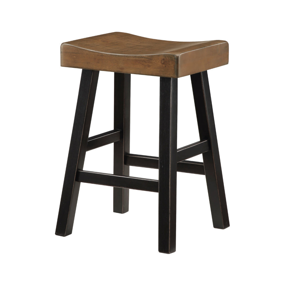 Casy 25 Inch Counter Height Stool Brown Saddle Seat Black Set of 2 By Casagear Home BM314439