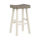 Casy 30 Inch Bar Height Stool Gray Saddle Seat White Rubberwood Set of 2 By Casagear Home BM314443