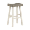 Casy 30 Inch Bar Height Stool Gray Saddle Seat White Rubberwood Set of 2 By Casagear Home BM314443