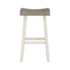 Casy 30 Inch Bar Height Stool Gray Saddle Seat White Rubberwood Set of 2 By Casagear Home BM314443