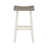 Casy 30 Inch Bar Height Stool Gray Saddle Seat White Rubberwood Set of 2 By Casagear Home BM314443