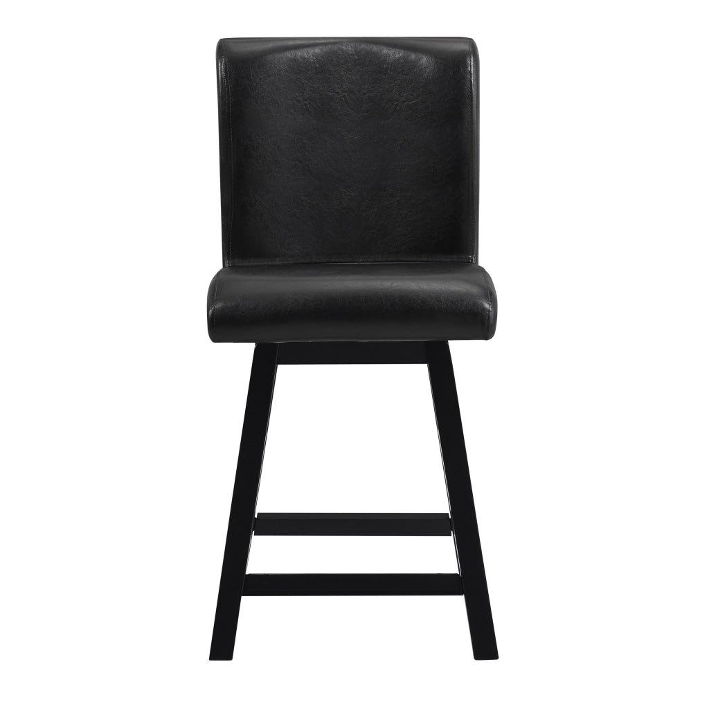 Elsa 26 Inch Swivel Counter Height Chair Black Faux Leather Set of 2 By Casagear Home BM314445