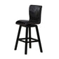 Elsa 32 Inch Swivel Bar Height Chair Black Faux Leather Wood Set of 2 By Casagear Home BM314446