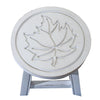 Sidi 11 Inch Step Stool Footrest, Wood Maple Leaf Print, Round, White By Casagear Home