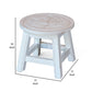 Sidi 11 Inch Step Stool Footrest, Wood Maple Leaf Print, Round, White By Casagear Home