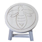 Sidi 11 Inch Step Stool Footrest, Wood Queen Bee Print, Round, White By Casagear Home