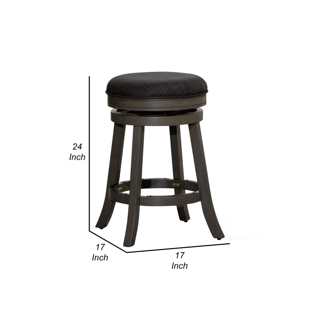 Opi 24 Inch Swivel Counter Stool Cushioned Weathered Gray Charcoal By Casagear Home BM314460