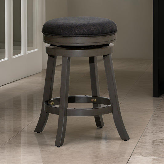 Opi 24 Inch Swivel Counter Stool, Cushioned, Weathered Gray, Charcoal By Casagear Home