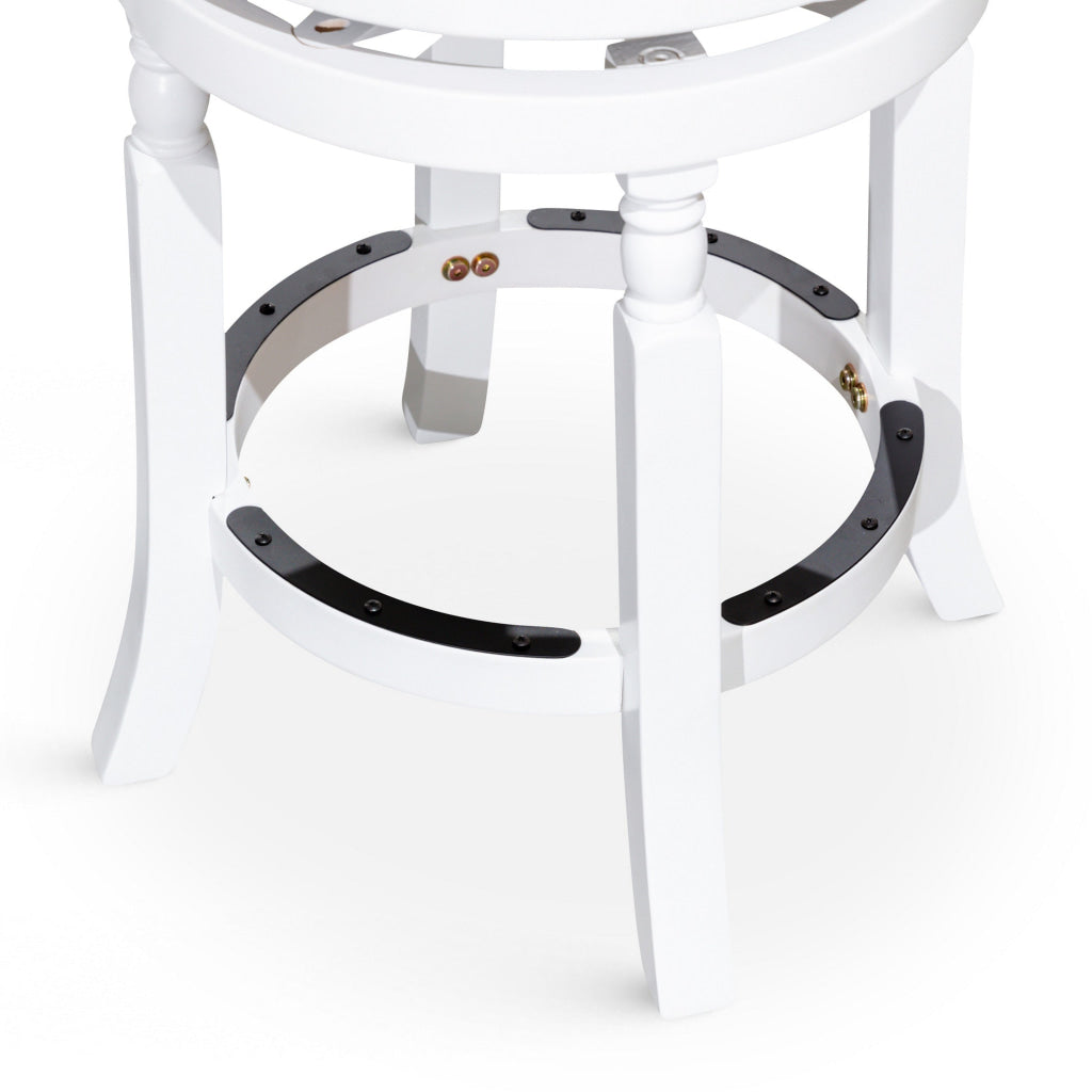 Opi 30 Inch Swivel Barstool Round Cushioned Seat White Finish Black By Casagear Home BM314461