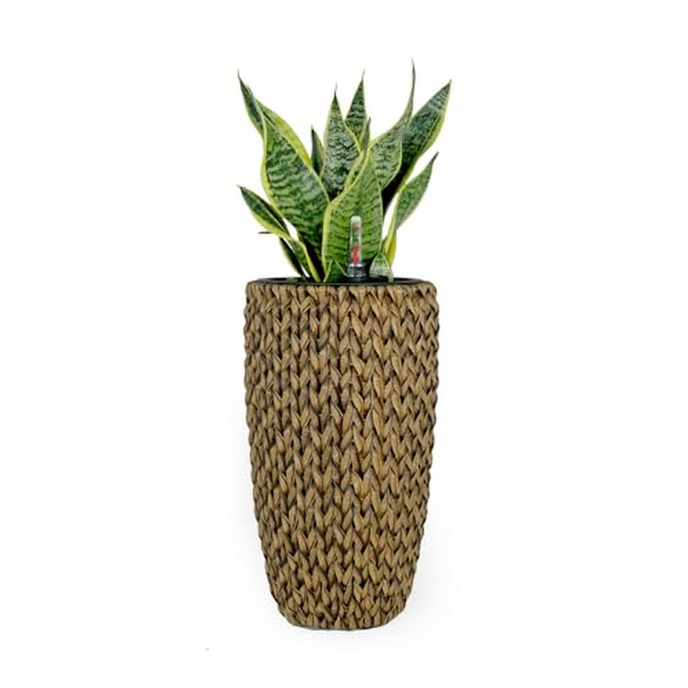 Wiki 28 Inch Self Watering Planter, Handwoven Rattan Wicker, Natural By Casagear Home
