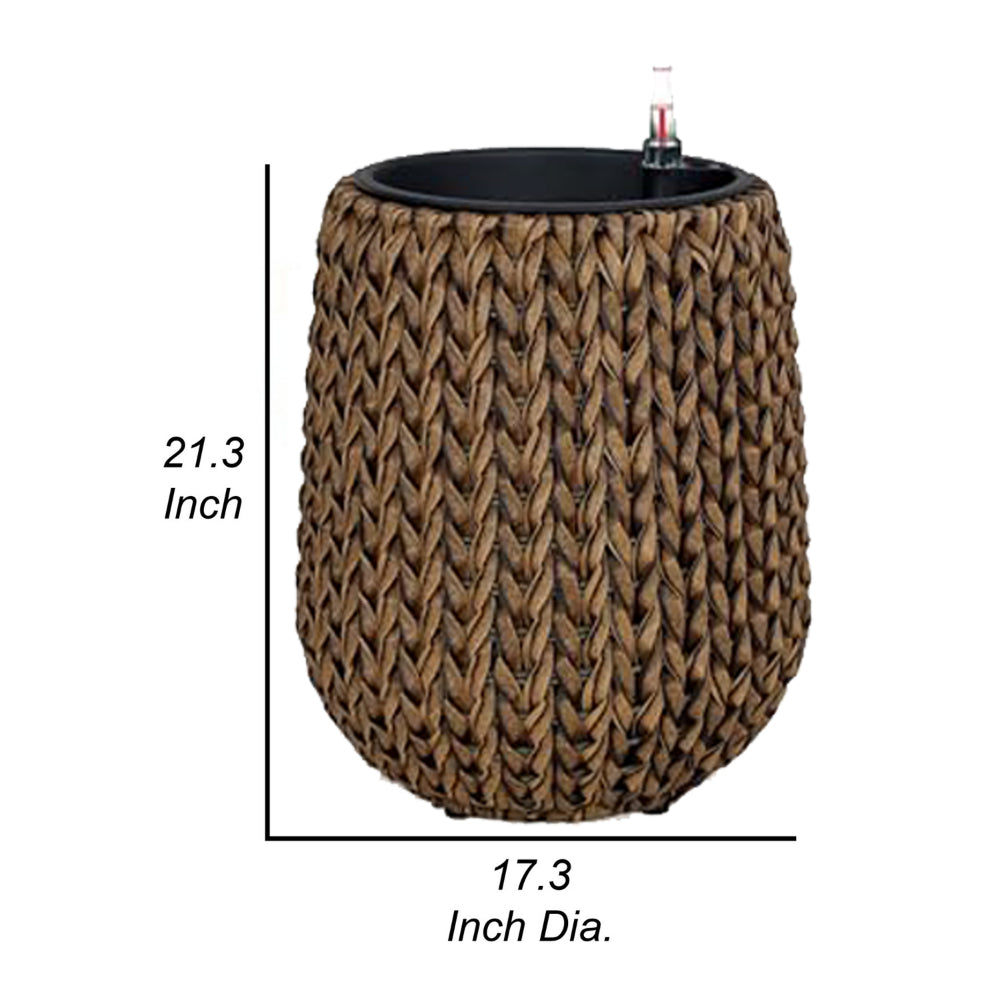 Wiki 21 Inch Self Watering Planter, Handwoven Rattan Wicker, Natural By Casagear Home