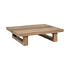 Hida 33 Inch Outdoor Patio Coffee Table, Grooved Top, Brown Eucalyptus Wood By Casagear Home