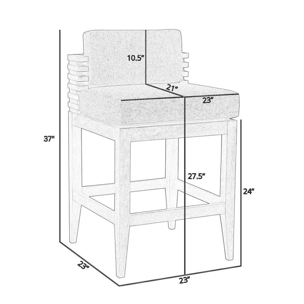 Hida 28 Inch Outdoor Patio Counter Stool Chair Gray Olefin Cushions By Casagear Home BM314484