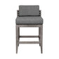 Hida 30 Inch Outdoor Patio Barstool Chair Gray Olefin Cushions Wood By Casagear Home BM314485