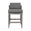 Hida 30 Inch Outdoor Patio Barstool Chair Gray Olefin Cushions Wood By Casagear Home BM314485