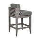 Hida 30 Inch Outdoor Patio Barstool Chair Gray Olefin Cushions Wood By Casagear Home BM314485