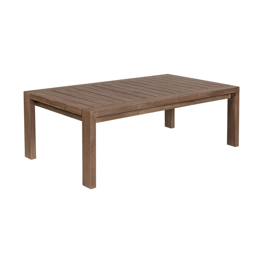 Sol 52 Inch Outdoor Coffee Table Slatted Top Weathered Eucalyptus Wood By Casagear Home BM314490