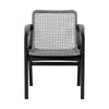 Tira 25 Inch Outdoor Patio Dining Chair Black Eucalyptus Frame Woven Rope By Casagear Home BM314493