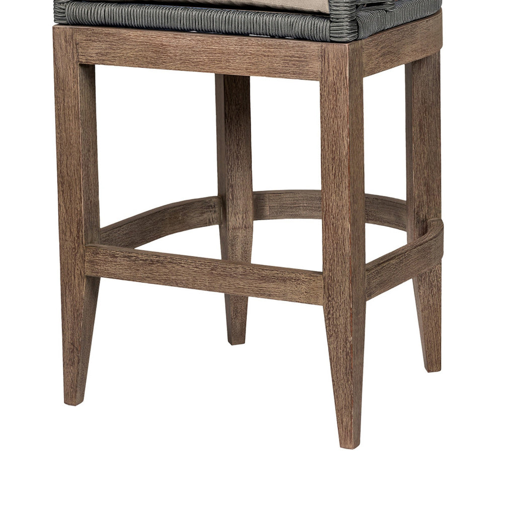 Kimi 30 Inch Outdoor Patio Barstool Chair Olefin and Gray Woven Rope By Casagear Home BM314498