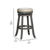 Opi 30 Inch Swivel Barstool, Round, Weathered Gray Faux Leather and Wood By Casagear Home