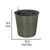 Wiki 10 Inch Self Watering Planter, Intricately Hand Woven Wicker, Gray By Casagear Home