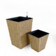 Aly 14 Inch Self Watering Planter Set of 2, Hand Woven Natural Brown Wicker By Casagear Home