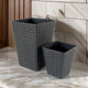Aly 14 Inch Self Watering Planter Set of 2, Hand Woven Wicker, Brown By Casagear Home