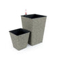 Aly 14 Inch Self Watering Planter Set of 2, Hand Woven Wicker, Gray By Casagear Home
