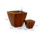 Self Watering Planter Set of 2, Square Tapered Hand Woven Wicker, Brown By Casagear Home