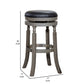 Opi 30 Inch Swivel Barstool Black Bonded Leather Weathered Gray Solid Wood By Casagear Home BM314521