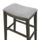 Ani 29 Inch Barstool Set of 2 Saddle Seat Nailhead Trim Light Gray Wood By Casagear Home BM314525