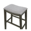 Ani 29 Inch Barstool Set of 2, Saddle Seat, Nailhead Trim, Light Gray Wood By Casagear Home