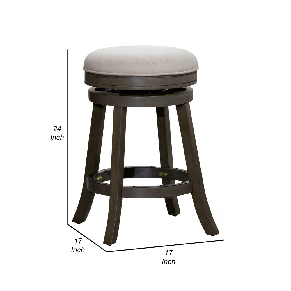 Opi 24 Inch Swivel Counter Stool, Charcoal Cushioned Seat, Weathered Gray By Casagear Home