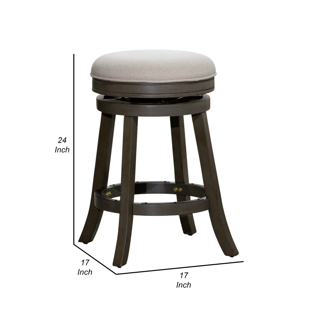 Opi 24 Inch Swivel Counter Stool Charcoal Cushioned Seat Weathered Gray By Casagear Home BM314526