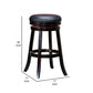 Opi 30 Inch Swivel Barstool, Round Black Bonded Leather, Espresso Brown By Casagear Home
