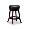 Opi 24 Inch Swivel Counter Stool, Black Bonded Leather, Espresso Brown Wood By Casagear Home