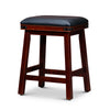 Nio 24 Inch Swivel Counter Stool, Black Bonded Leather, Espresso Brown Wood By Casagear Home