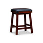 Nio 24 Inch Swivel Counter Stool, Black Bonded Leather, Espresso Brown Wood By Casagear Home