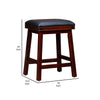 Nio 24 Inch Swivel Counter Stool Black Bonded Leather Espresso Brown Wood By Casagear Home BM314531
