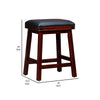 Nio 24 Inch Swivel Counter Stool, Black Bonded Leather, Espresso Brown Wood By Casagear Home